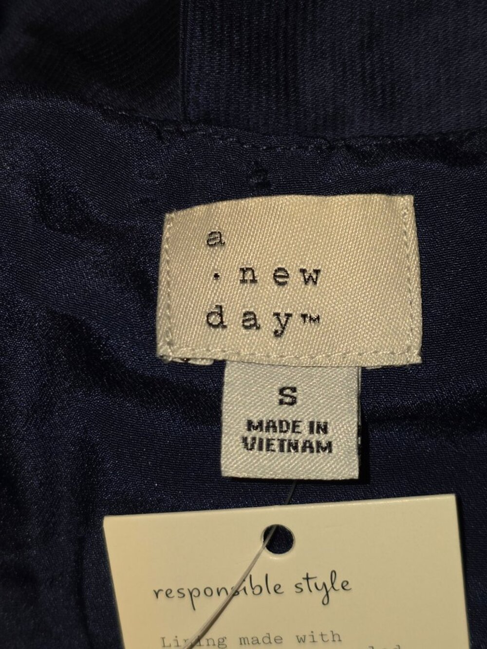 Women's Tie Neck Maxi Dress - a New Day™ Navy Blue Size S - Picture 5 of 6